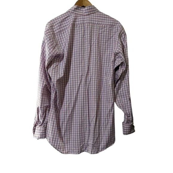 Paul Chang Custom Tailor Button Down Dress Shirt Men's Gingham Plaid Pink Blue B - Picture 3 of 3